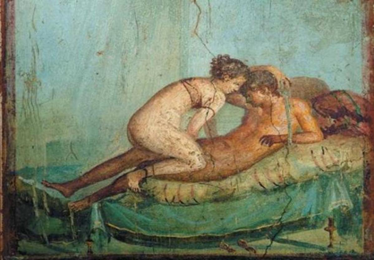 A Roman fresco found at Pompeii in Italy. 